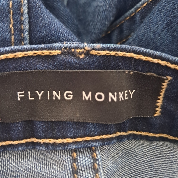 Flying Monkey Sz 27 Distressed Skinny Jeans Raw Hem Pockets Dark Wash Mid Rise - Picture 12 of 13